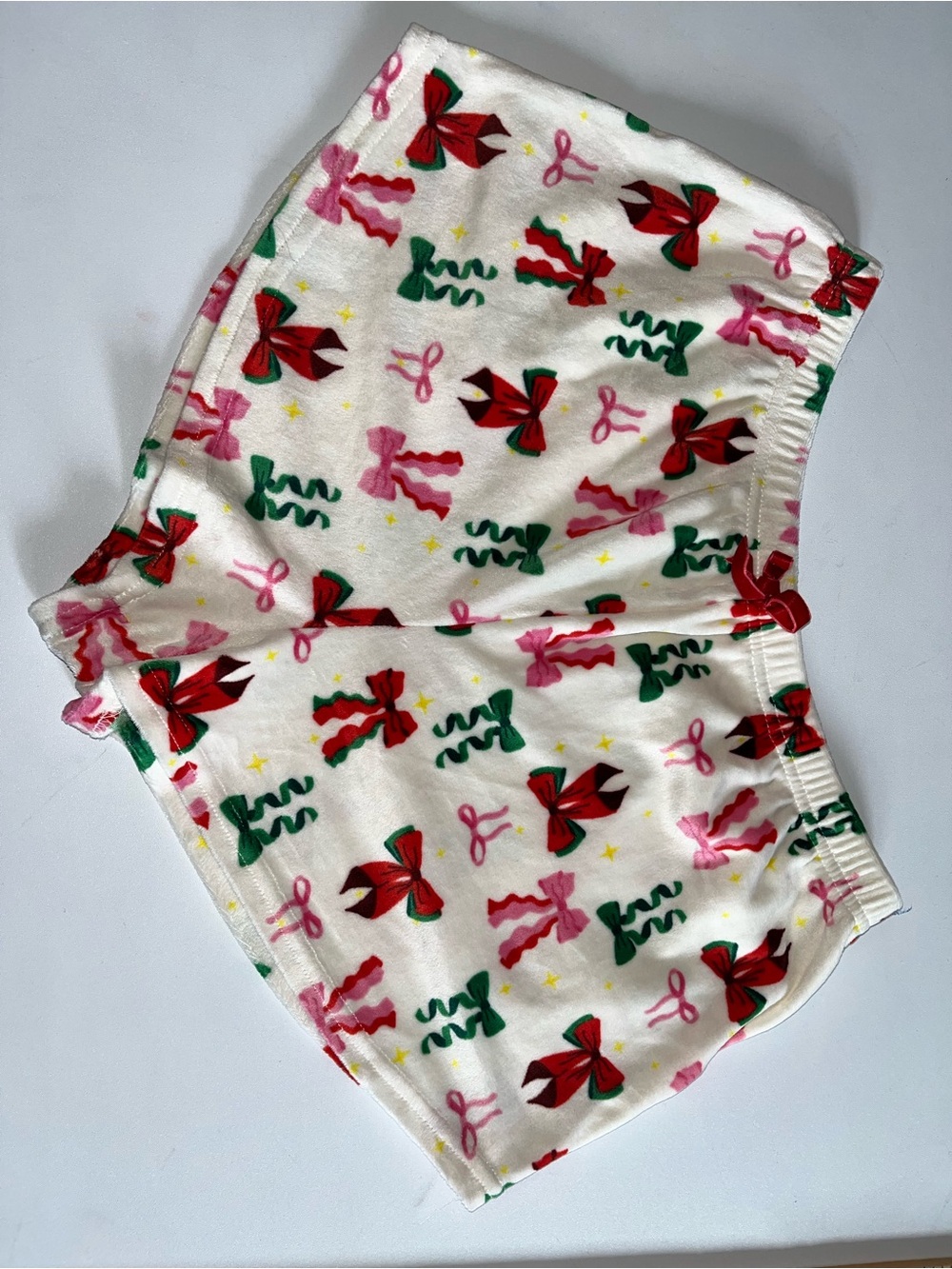 Girls White Holiday Bow Print Shorts
